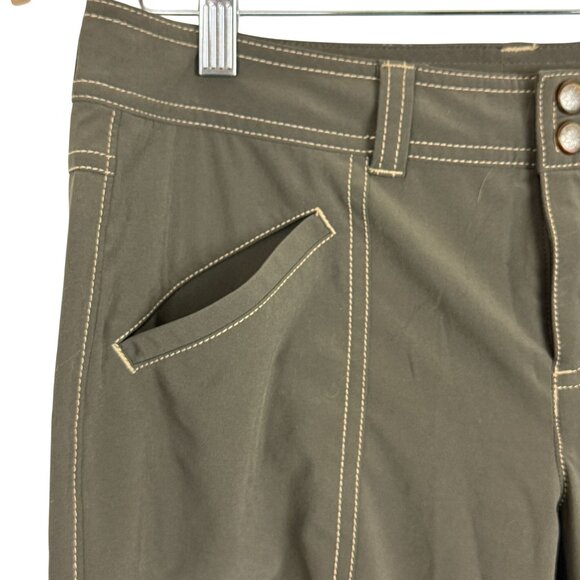 Athleta Brown Capri Cargo Pants Sz 6 Stretch Performance Contrast Stitching - Picture 5 of 13